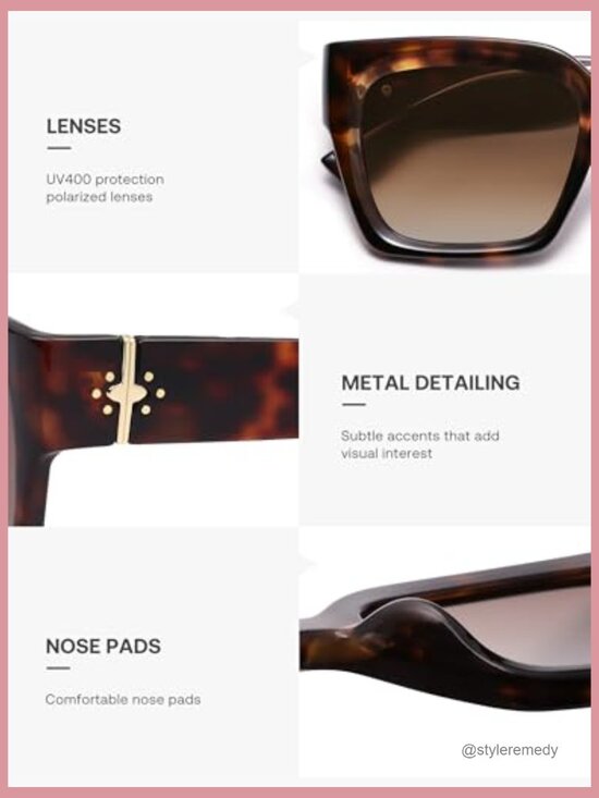 Square Polarized Sunglasses with UV400 Lenses, Acetate Frame main image 4